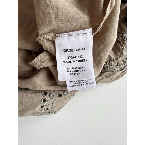 HANA SAN Ornella Olive Green Cotton Voile Eyelet Tunic Blouse, Size 38/S - Picture 15 of 16